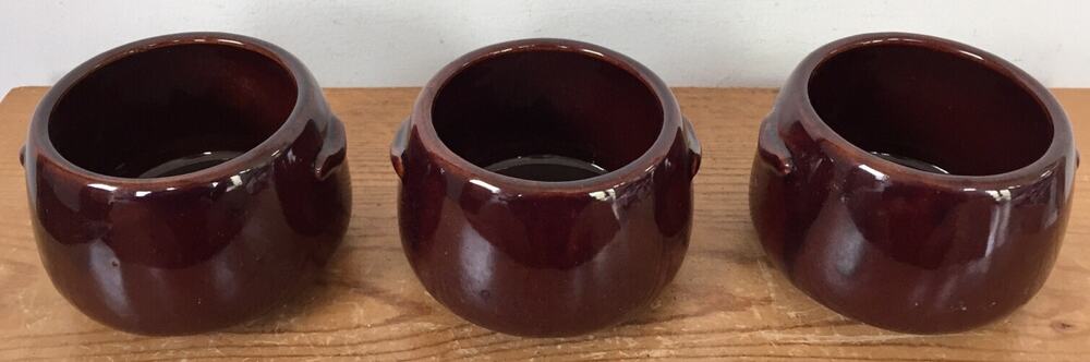 Lot 3 Vintage West Bend Bean Pot Glazed Ceramic Porcelain Crocks NO LIDS 4" Wide